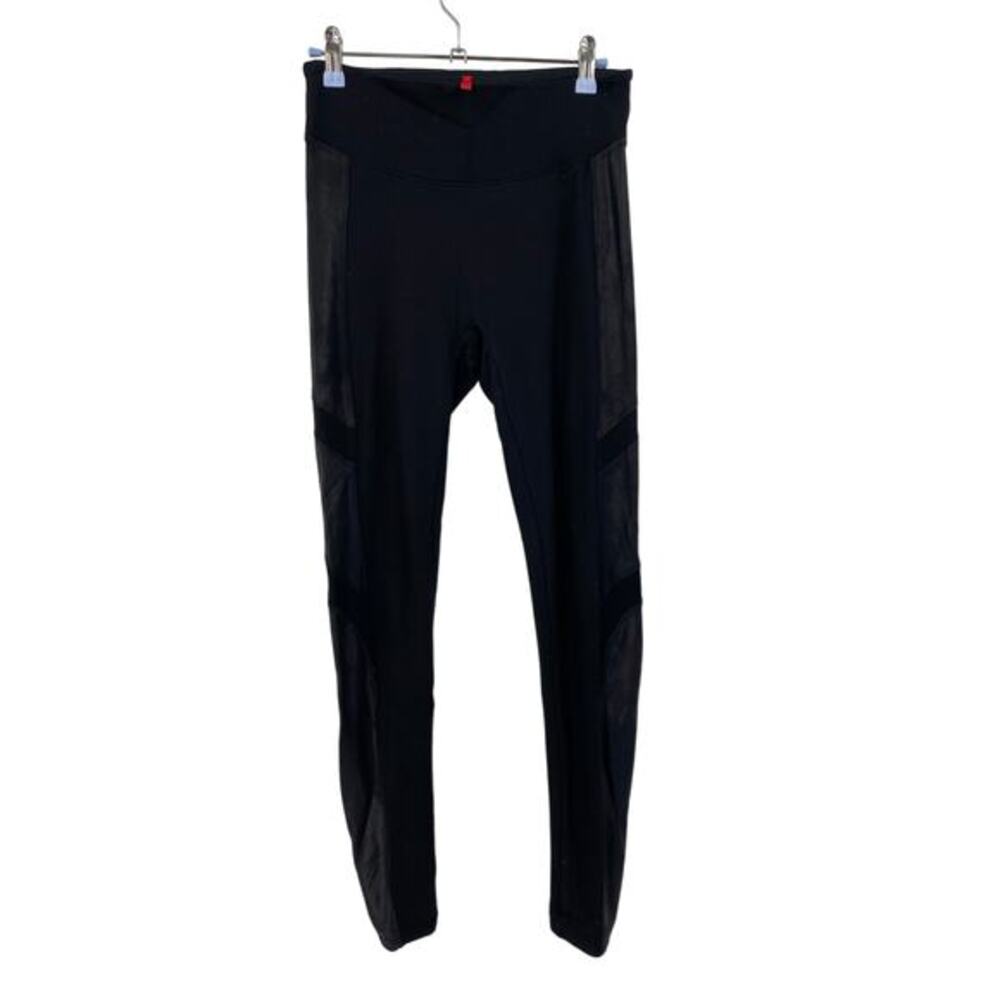 Spanx M black Faux Leather Panels High Waist Ponte‎ Moto Leggings